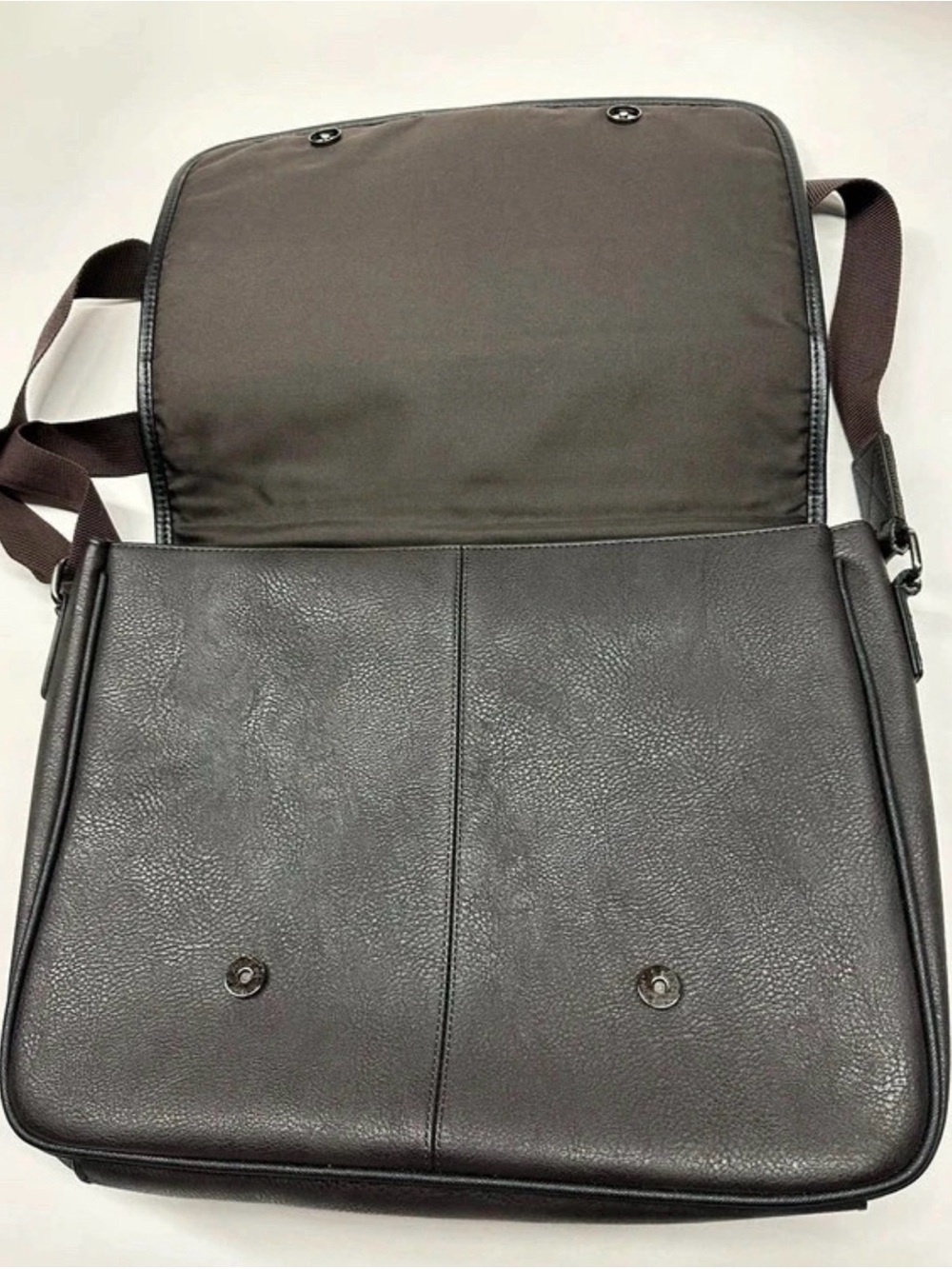 Ted Baker Black Leather Messenger with Burgundy and Cream Stripe - Picture 2 of 6